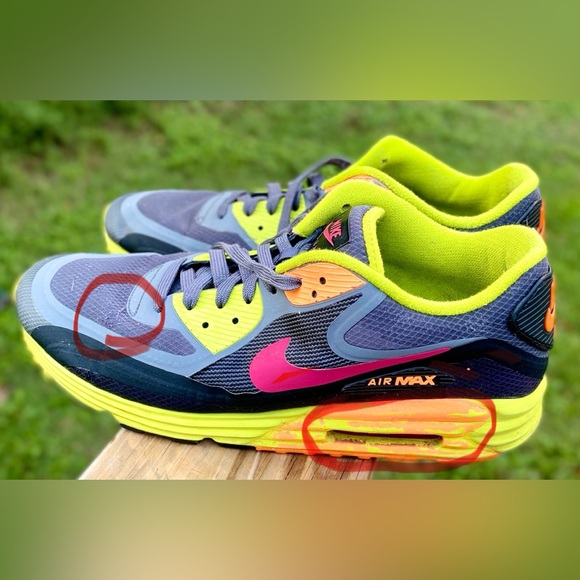 Nike Air Max Lunarlon Trainers Shoes Grey Orange  size 10.5 - Picture 16 of 17